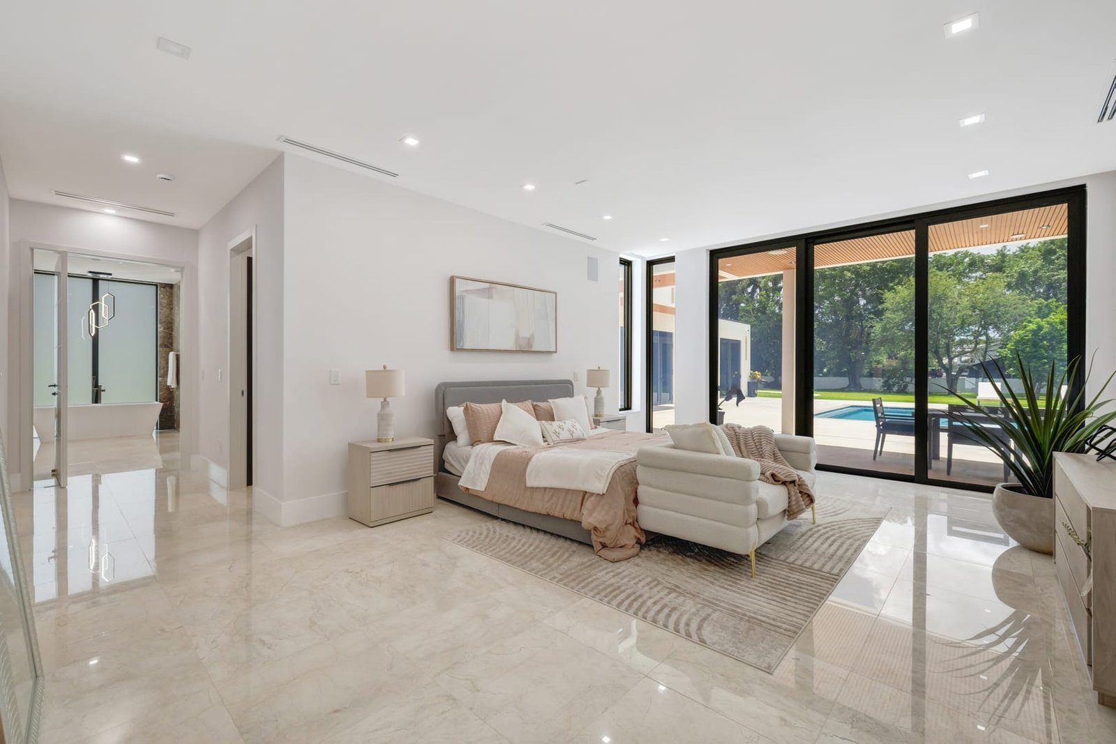 Bedroom suite inside a Cooper City luxury estate