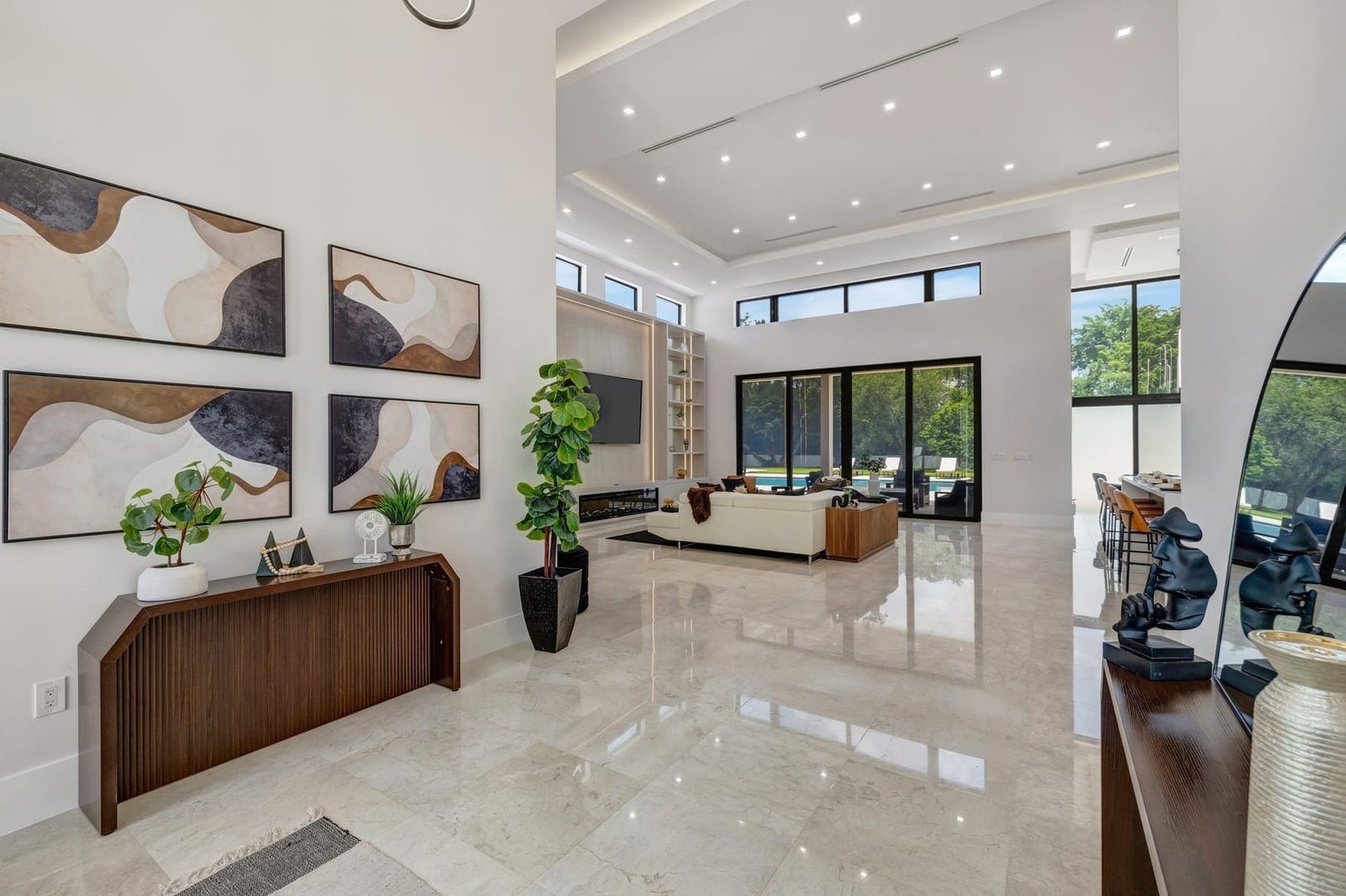 Open living area inside a Cooper City luxury estate photographed by Miami Luxe Images